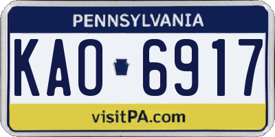 PA license plate KAO6917