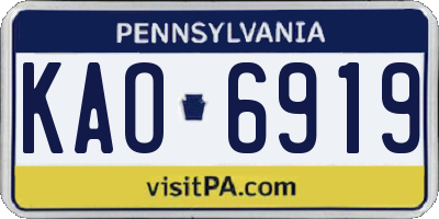 PA license plate KAO6919