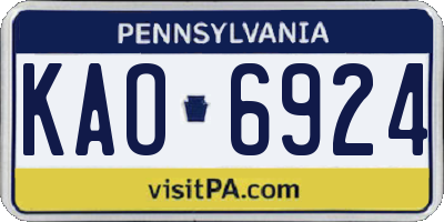 PA license plate KAO6924