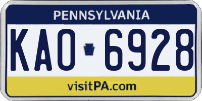 PA license plate KAO6928
