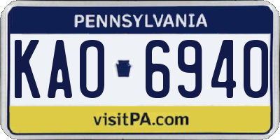PA license plate KAO6940