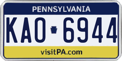 PA license plate KAO6944