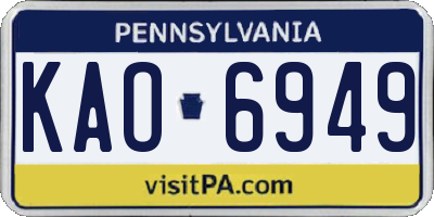 PA license plate KAO6949