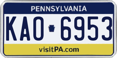 PA license plate KAO6953