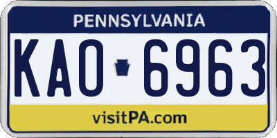 PA license plate KAO6963