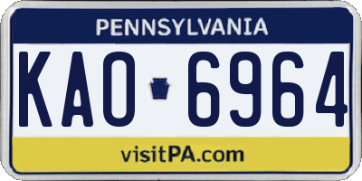 PA license plate KAO6964