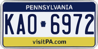 PA license plate KAO6972