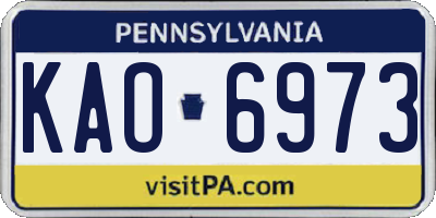 PA license plate KAO6973