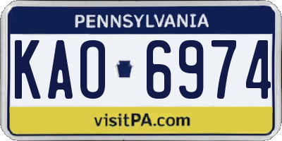 PA license plate KAO6974