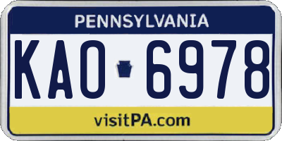 PA license plate KAO6978
