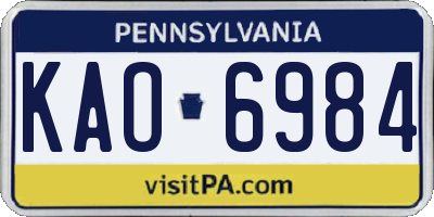 PA license plate KAO6984