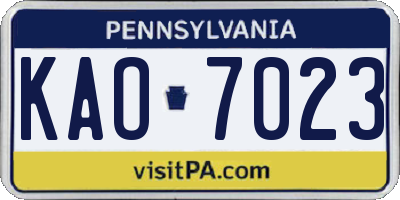 PA license plate KAO7023