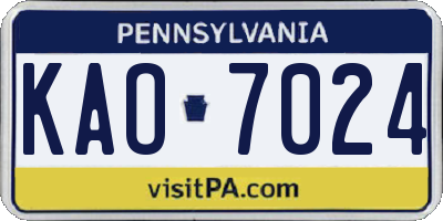 PA license plate KAO7024