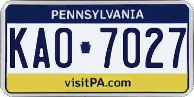 PA license plate KAO7027