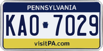 PA license plate KAO7029