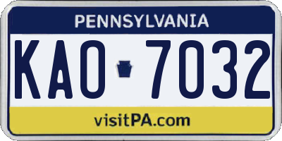 PA license plate KAO7032