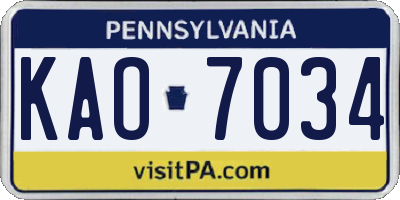 PA license plate KAO7034