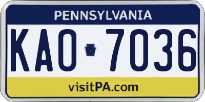 PA license plate KAO7036