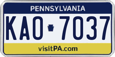 PA license plate KAO7037