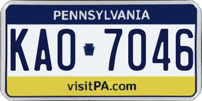 PA license plate KAO7046