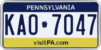 PA license plate KAO7047