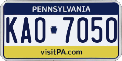 PA license plate KAO7050