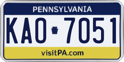 PA license plate KAO7051