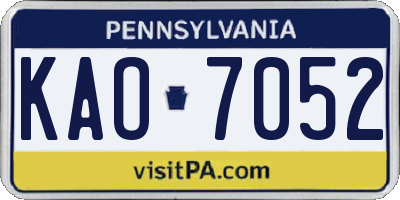 PA license plate KAO7052
