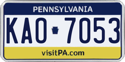 PA license plate KAO7053