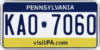 PA license plate KAO7060