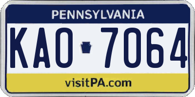 PA license plate KAO7064