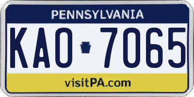 PA license plate KAO7065