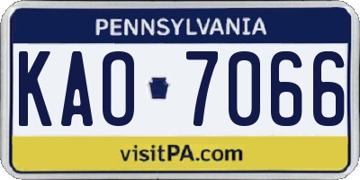 PA license plate KAO7066