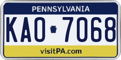PA license plate KAO7068
