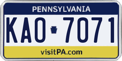 PA license plate KAO7071