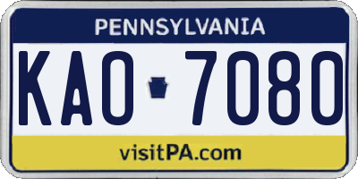 PA license plate KAO7080