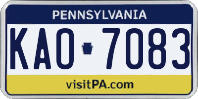 PA license plate KAO7083