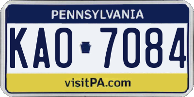 PA license plate KAO7084