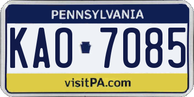 PA license plate KAO7085