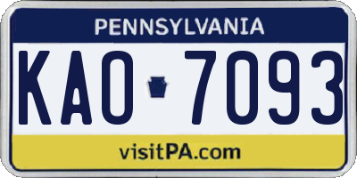 PA license plate KAO7093