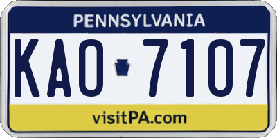 PA license plate KAO7107