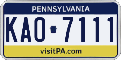 PA license plate KAO7111
