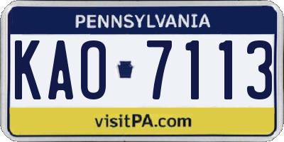 PA license plate KAO7113