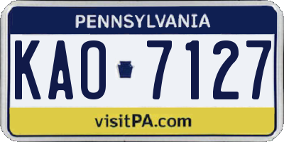 PA license plate KAO7127
