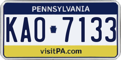 PA license plate KAO7133
