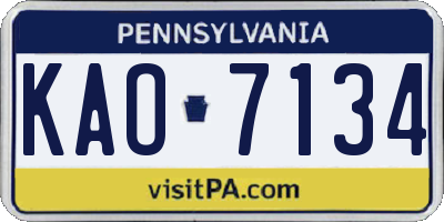 PA license plate KAO7134