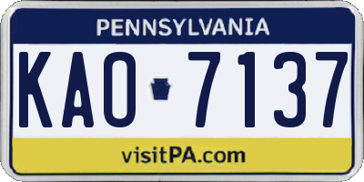 PA license plate KAO7137