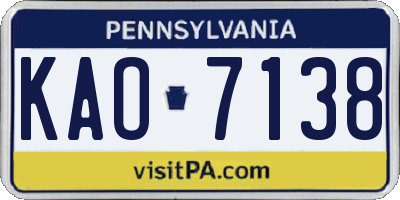 PA license plate KAO7138
