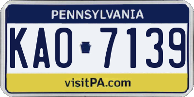 PA license plate KAO7139