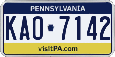PA license plate KAO7142
